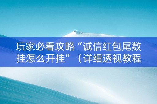 玩家必看攻略“诚信红包尾数挂怎么开挂”（详细透视教程）-哔哩哔哩