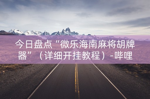 今日盘点“微乐海南麻将胡牌器”（详细开挂教程）-哔哩哔哩