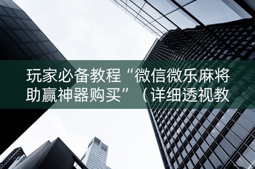 玩家必备教程“微信微乐麻将助赢神器购买”（详细透视教程）-哔哩哔哩