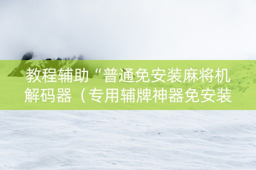 教程辅助“普通免安装麻将机解码器（专用辅牌神器免安装）