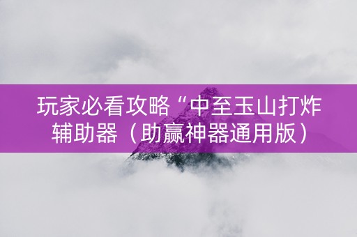 玩家必看攻略“中至玉山打炸辅助器（助赢神器通用版）