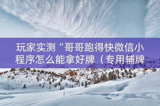 玩家实测“哥哥跑得快微信小程序怎么能拿好牌（专用辅牌神器免安装）