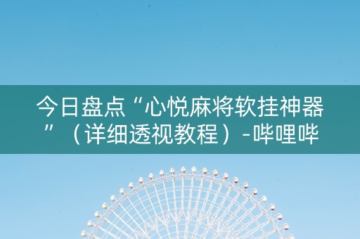 今日盘点“心悦麻将软挂神器”（详细透视教程）-哔哩哔哩