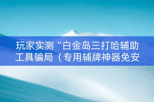 玩家实测“白金岛三打哈辅助工具骗局（专用辅牌神器免安装）