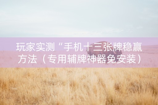 玩家实测“手机十三张牌稳赢方法（专用辅牌神器免安装）