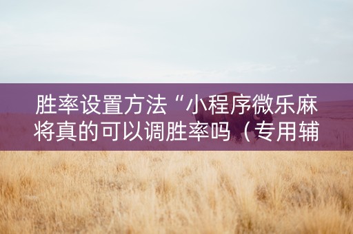 胜率设置方法“小程序微乐麻将真的可以调胜率吗（专用辅牌神器免安装）