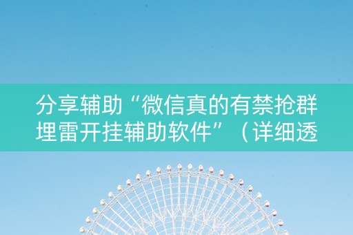 分享辅助“微信真的有禁抢群埋雷开挂辅助软件”（详细透视教程）-哔哩哔哩