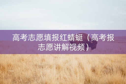 高考志愿填报红蜻蜓（高考报志愿讲解视频）