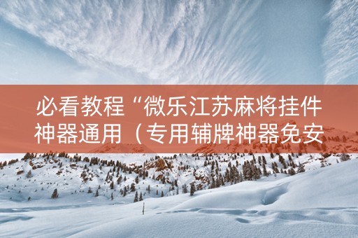 必看教程“微乐江苏麻将挂件神器通用（专用辅牌神器免安装）