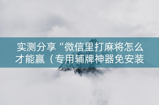 实测分享“微信里打麻将怎么才能赢（专用辅牌神器免安装）