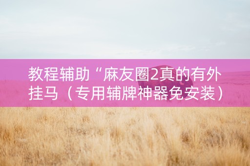 教程辅助“麻友圈2真的有外挂马（专用辅牌神器免安装）