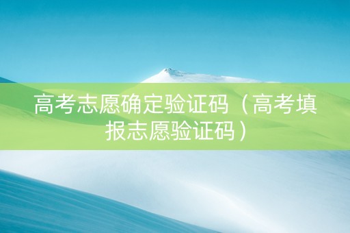 高考志愿确定验证码（高考填报志愿验证码）
