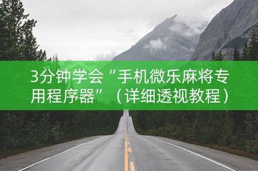 3分钟学会“手机微乐麻将专用程序器”（详细透视教程）-哔哩哔哩