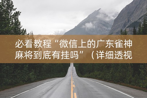 必看教程“微信上的广东雀神麻将到底有挂吗”（详细透视教程）-哔哩哔哩