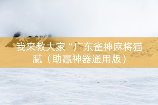 我来教大家“广东雀神麻将猫腻（助赢神器通用版）
