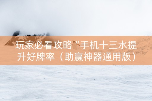 玩家必看攻略“手机十三水提升好牌率（助赢神器通用版）