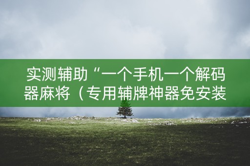 实测辅助“一个手机一个解码器麻将（专用辅牌神器免安装）