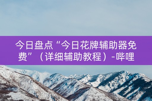 今日盘点“今日花牌辅助器免费”（详细辅助教程）-哔哩哔哩