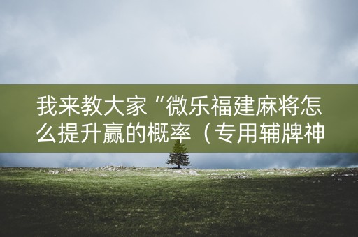 我来教大家“微乐福建麻将怎么提升赢的概率（专用辅牌神器免安装）