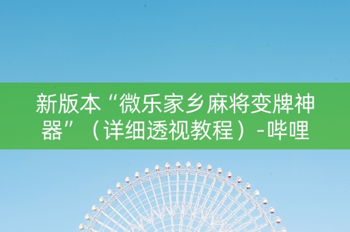 新版本“微乐家乡麻将变牌神器”（详细透视教程）-哔哩哔哩