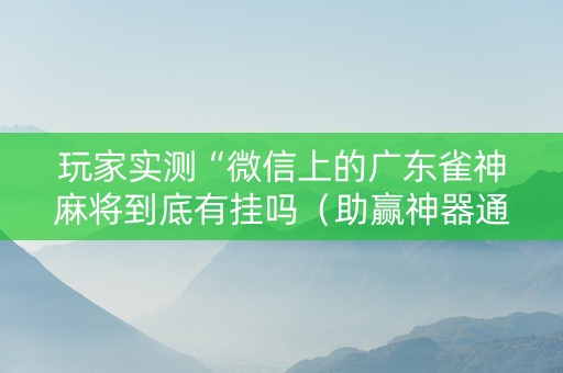 玩家实测“微信上的广东雀神麻将到底有挂吗（助赢神器通用版）