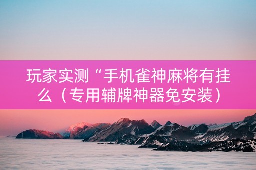 玩家实测“手机雀神麻将有挂么（专用辅牌神器免安装）