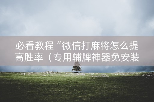 必看教程“微信打麻将怎么提高胜率（专用辅牌神器免安装）