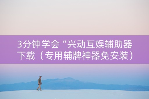 3分钟学会“兴动互娱辅助器下载（专用辅牌神器免安装）