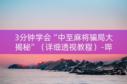 3分钟学会“中至麻将骗局大揭秘”（详细透视教程）-哔哩哔哩