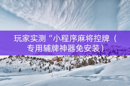 玩家实测“小程序麻将控牌（专用辅牌神器免安装）