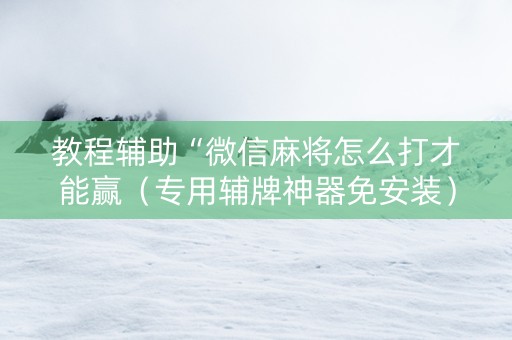 教程辅助“微信麻将怎么打才能赢（专用辅牌神器免安装）