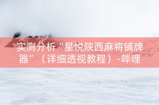 实测分析“星悦陕西麻将铺牌器”（详细透视教程）-哔哩哔哩