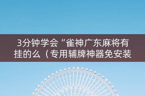 3分钟学会“雀神广东麻将有挂的么（专用辅牌神器免安装）