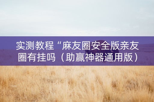 实测教程“麻友圈安全版亲友圈有挂吗（助赢神器通用版）