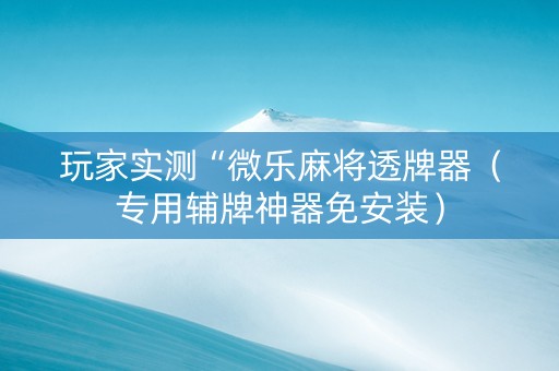 玩家实测“微乐麻将透牌器（专用辅牌神器免安装）