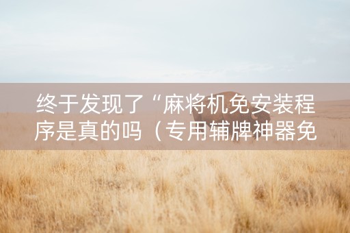 终于发现了“麻将机免安装程序是真的吗（专用辅牌神器免安装）
