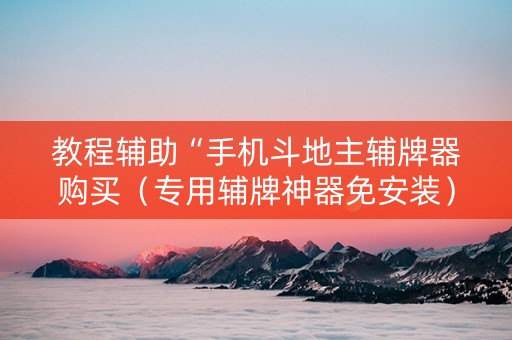 教程辅助“手机斗地主辅牌器购买（专用辅牌神器免安装）