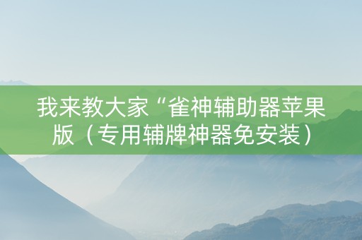 我来教大家“雀神辅助器苹果版（专用辅牌神器免安装）