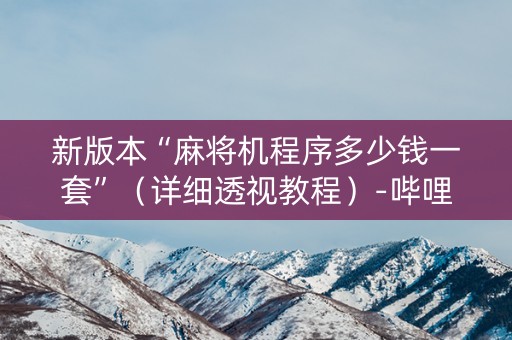 新版本“麻将机程序多少钱一套”（详细透视教程）-哔哩哔哩