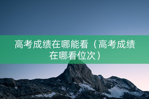 高考成绩在哪能看（高考成绩在哪看位次）
