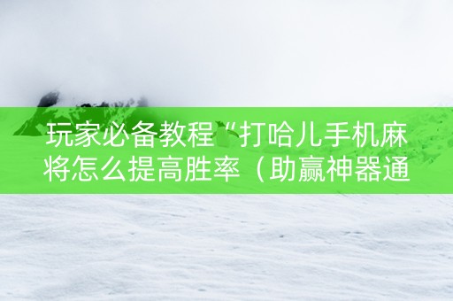 玩家必备教程“打哈儿手机麻将怎么提高胜率（助赢神器通用版）