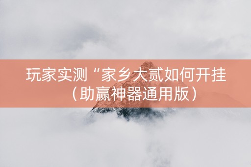 玩家实测“家乡大贰如何开挂（助赢神器通用版）