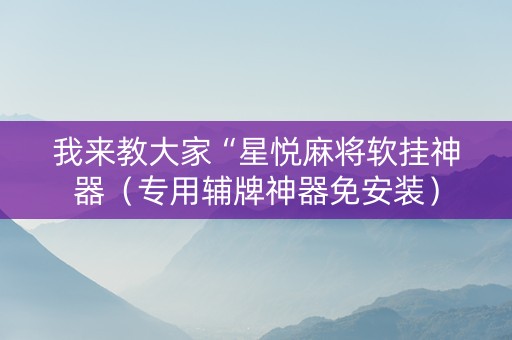 我来教大家“星悦麻将软挂神器（专用辅牌神器免安装）