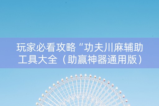 玩家必看攻略“功夫川麻辅助工具大全（助赢神器通用版）