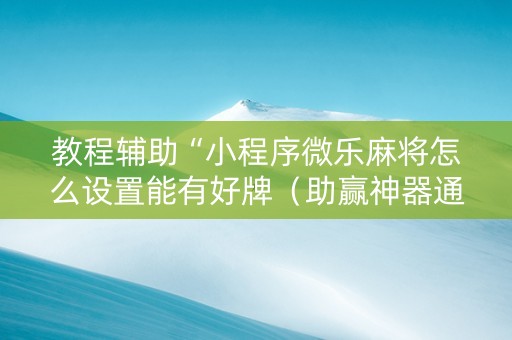 教程辅助“小程序微乐麻将怎么设置能有好牌（助赢神器通用版）