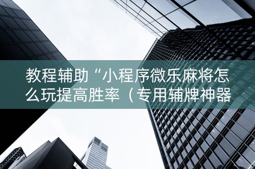 教程辅助“小程序微乐麻将怎么玩提高胜率（专用辅牌神器免安装）