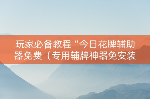 玩家必备教程“今日花牌辅助器免费（专用辅牌神器免安装）