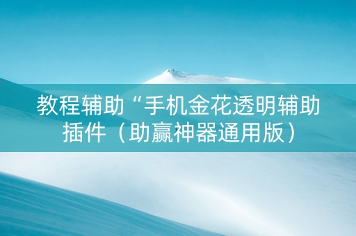 教程辅助“手机金花透明辅助插件（助赢神器通用版）