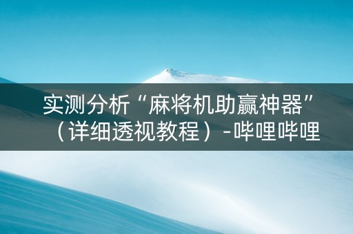 实测分析“麻将机助赢神器”（详细透视教程）-哔哩哔哩