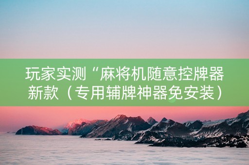 玩家实测“麻将机随意控牌器新款（专用辅牌神器免安装）
